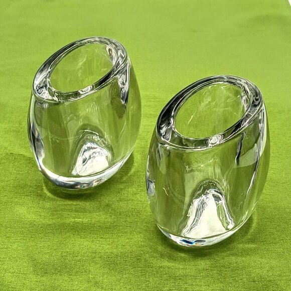 Colonial Candle Cape Cod Clear Glass Oval Candle Holders (2) - Picture 1 of 5